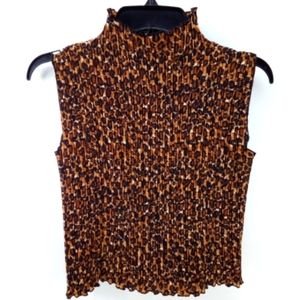 Vintage 90's Le Grange Stretch Pleated Animal Print 2000's Shirt Top Costume M/L